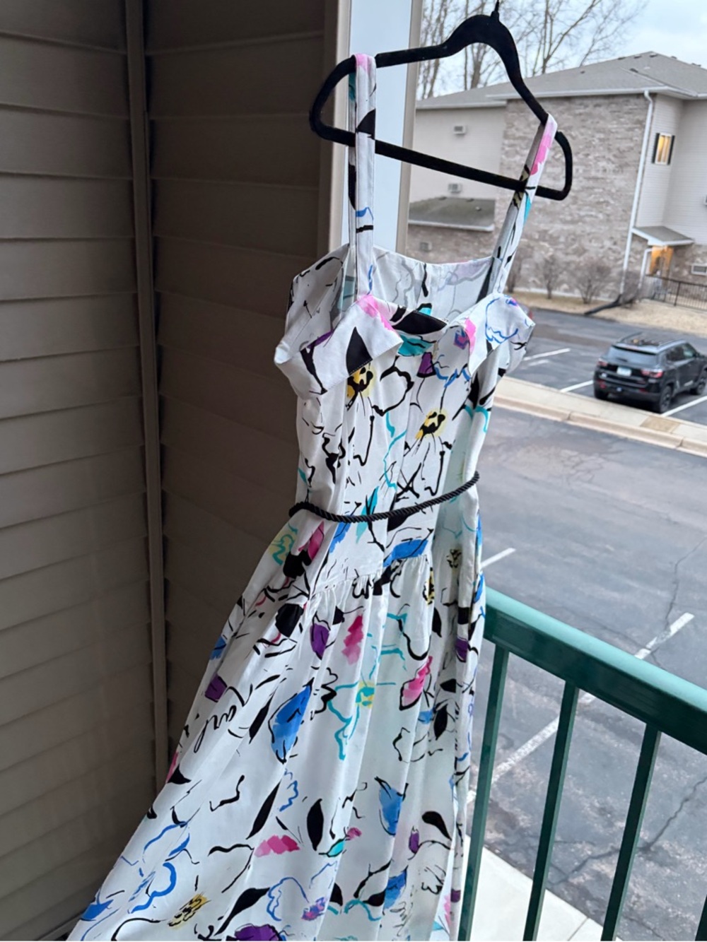 🆕🌸🦋Karl Lagerfeld Paris Floral Midi Cotton Pockets Dress White Summer Size4 6 12 - Picture 6 of 17